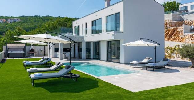 Villa Atrium mit Meerblick, privatem Pool, Whirlpool, Fitnessraum und Sauna