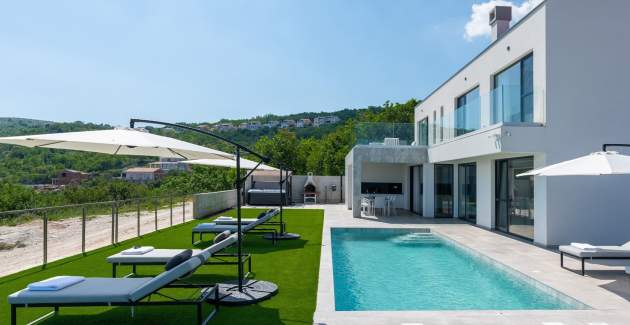 Villa Atrium mit Meerblick, privatem Pool, Whirlpool, Fitnessraum und Sauna